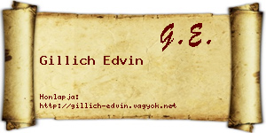 Gillich Edvin névjegykártya